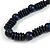 Chunky Dark Blue/ Black Round and Button Wood Bead Cotton Cord Necklace - 66cm Long - view 4