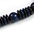 Chunky Dark Blue/ Black Round and Button Wood Bead Cotton Cord Necklace - 66cm Long - view 6