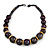 Chunky Colour Fusion Wood Bead Necklace (Purple/ Natural) - 48cm L - view 3