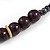 Chunky Colour Fusion Wood Bead Necklace (Purple/ Natural) - 48cm L - view 5
