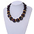 Chunky Colour Fusion Wood Bead Necklace (Purple/ Natural) - 48cm L - view 2