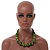 Chunky Colour Fusion Wood Bead Necklace (Green) - 48cm L - view 2