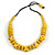 Banana Yellow Ball and Button Wood Bead Black Cotton Cord Necklace - 66cm Long - view 4