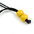 Banana Yellow Ball and Button Wood Bead Black Cotton Cord Necklace - 66cm Long - view 6