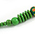 Lime Green Ball and Button Wood Bead Black Cotton Cord Necklace - 66cm Long - view 6