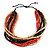 Multi-Strand Black/ Red/ Natural Wood Bead Adjustable Cord Necklace - 66cm L