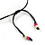 Multi-Strand Black/ Red/ Natural Wood Bead Adjustable Cord Necklace - 66cm L - view 6
