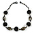 Black/ Grey Glass, Resin Bead Chunky Necklace - 50cm Long - view 2