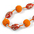 Orange Glass, Resin Bead Chunky Necklace - 50cm Long - view 4