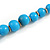 Light Blue/ Teal Graduated Wooden Bead Necklace - 70cm Long (UNEVENLY PAINTED IN PLACES) - view 4