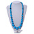 Light Blue/ Teal Graduated Wooden Bead Necklace - 70cm Long (UNEVENLY PAINTED IN PLACES) - view 2
