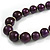 Deep Purple Graduated Wooden Bead Necklace - 70cm Long - view 4