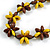 Yellow/ Brown Wood Flower Black Cotton Cord Necklace - 68cm Long - view 4
