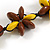 Yellow/ Brown Wood Flower Black Cotton Cord Necklace - 68cm Long - view 6