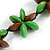 Green/ Brown Wood Flower Black Cotton Cord Necklace - 68cm Long - view 6