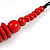 Red Ball and Button Wood Bead Black Cotton Cord Necklace - 66cm Long - view 5