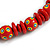 Red Ball and Button Wood Bead Black Cotton Cord Necklace - 66cm Long - view 7