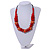 Red Ball and Button Wood Bead Black Cotton Cord Necklace - 66cm Long - view 2