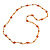 Long Orange/ Peach/ Transparent Glass Bead Shell Nugget Floral Necklace - 132cm Length - view 3