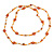 Long Orange/ Peach/ Transparent Glass Bead Shell Nugget Floral Necklace - 132cm Length - view 4
