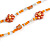 Long Orange/ Peach/ Transparent Glass Bead Shell Nugget Floral Necklace - 132cm Length - view 5