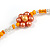 Long Orange/ Peach/ Transparent Glass Bead Shell Nugget Floral Necklace - 132cm Length - view 6