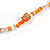 Long Orange/ Peach/ Transparent Glass Bead Shell Nugget Floral Necklace - 132cm Length - view 7