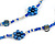 Long Blue/ Transparent Coloured Glass Bead Shell Nugget Floral Necklace - 132cm Length - view 4