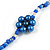 Long Blue/ Transparent Coloured Glass Bead Shell Nugget Floral Necklace - 132cm Length - view 5