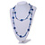 Long Blue/ Transparent Coloured Glass Bead Shell Nugget Floral Necklace - 132cm Length - view 3