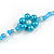 Long Light Blue/ White/ Transparent Glass Bead Shell Nugget Floral Necklace - 132cm Length - view 6