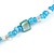 Long Light Blue/ White/ Transparent Glass Bead Shell Nugget Floral Necklace - 132cm Length - view 7