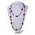 Long Brown/ White/ Bronze Coloured Glass Bead Sea Shell Floral Necklace - 132cm Length - view 3