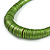 Chunky Glitter Green Wood Button Bead Necklace - 57cm Long - view 4