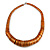 Chunky Glitter Orange Wood Button Bead Necklace - 57cm Long