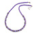 Purple Glass Bead with Silver Tone Metal Wire Element Necklace - 70cm L/ 5cm Ext