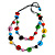 2 Strand Multicoloured Round and Button Shape Wood Bead Black Cord Necklace - 80cm Long