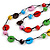 2 Strand Multicoloured Round and Button Shape Wood Bead Black Cord Necklace - 80cm Long - view 4