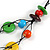 2 Strand Multicoloured Round and Button Shape Wood Bead Black Cord Necklace - 80cm Long - view 5