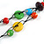 2 Strand Multicoloured Round and Button Shape Wood Bead Black Cord Necklace - 80cm Long - view 6