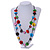 2 Strand Multicoloured Round and Button Shape Wood Bead Black Cord Necklace - 80cm Long - view 2