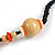 Orange/ Natural/ White Wood Bead Black Cord Necklace - 50cm Long - view 6