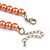 Orange Glass Bead with Silver Tone Metal Wire Element Necklace - 70cm L/ 5cm Ext - view 7