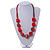 Chunky Red Wood Bead Necklace - 78cm L - view 2