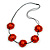 Orange Wood Bead Floral Necklace with Black Cotton Cords - 70cm Long