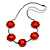 Orange Wood Bead Floral Necklace with Black Cotton Cords - 70cm Long - view 3