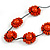 Orange Wood Bead Floral Necklace with Black Cotton Cords - 70cm Long - view 4