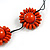 Orange Wood Bead Floral Necklace with Black Cotton Cords - 70cm Long - view 5