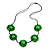 Bright Green Wood Bead Floral Necklace with Black Cotton Cords - 70cm Long