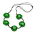 Bright Green Wood Bead Floral Necklace with Black Cotton Cords - 70cm Long - view 3